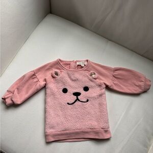 Jessica Simpson Baby Girl Pink Teddy Bear Sweater 12 Months Sequin Cozy Pullover